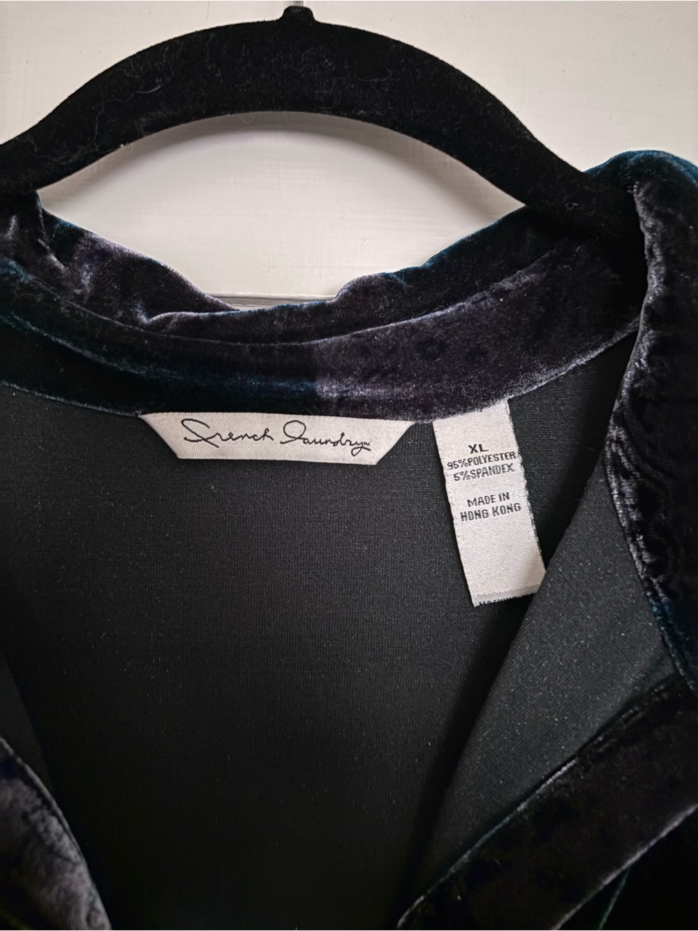 French Laundry Black Velvet Blazer with Iridescent Blue-Green Sheen - Picture 3 of 5